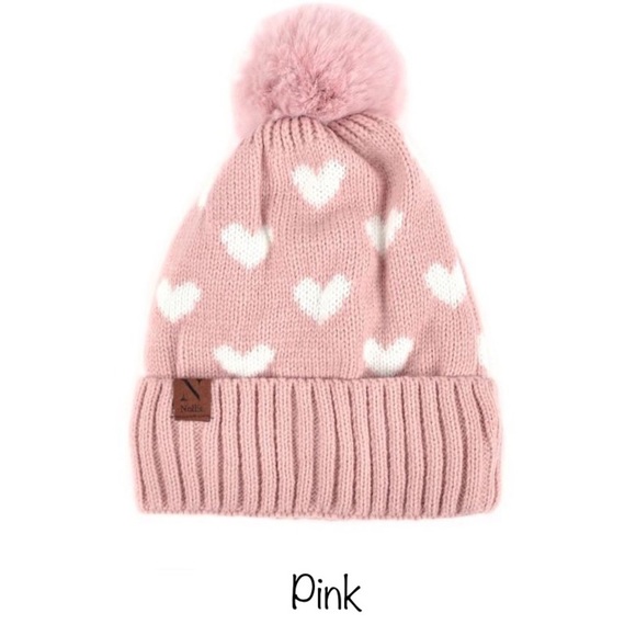Ladies Knit Winter Hat W Faux Fur Pom (3 color options) - Picture 5 of 6